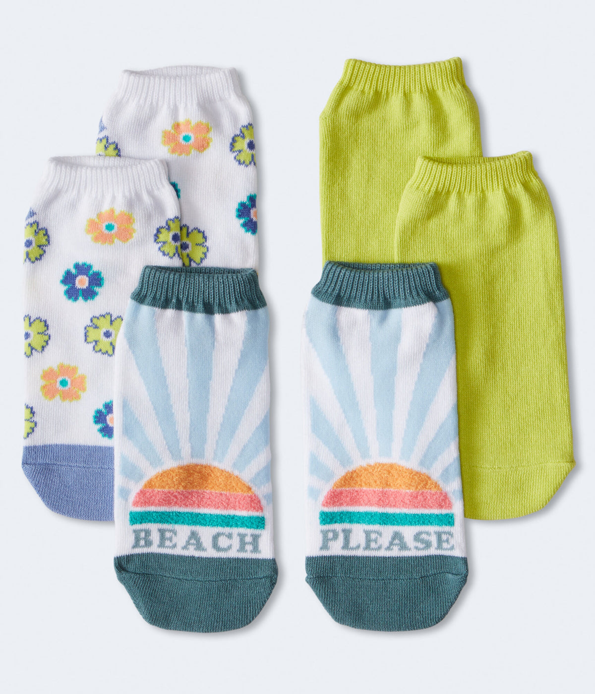 Aeropostale Womens' Beach Please Ankle Sock 3-Pack - White - Size One Size - Cotton - Teen Fashion & Clothing Bleach