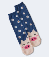 Aeropostale Womens' Pig Flowers Fuzzy Crew Socks - Blue - Size One Size - Polyester - Teen Fashion & Clothing Bering Blue