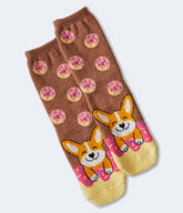 Aeropostale Womens' Corgi Donuts Fuzzy Crew Socks -  - Size One Size - Polyester - Teen Fashion & Clothing Brown