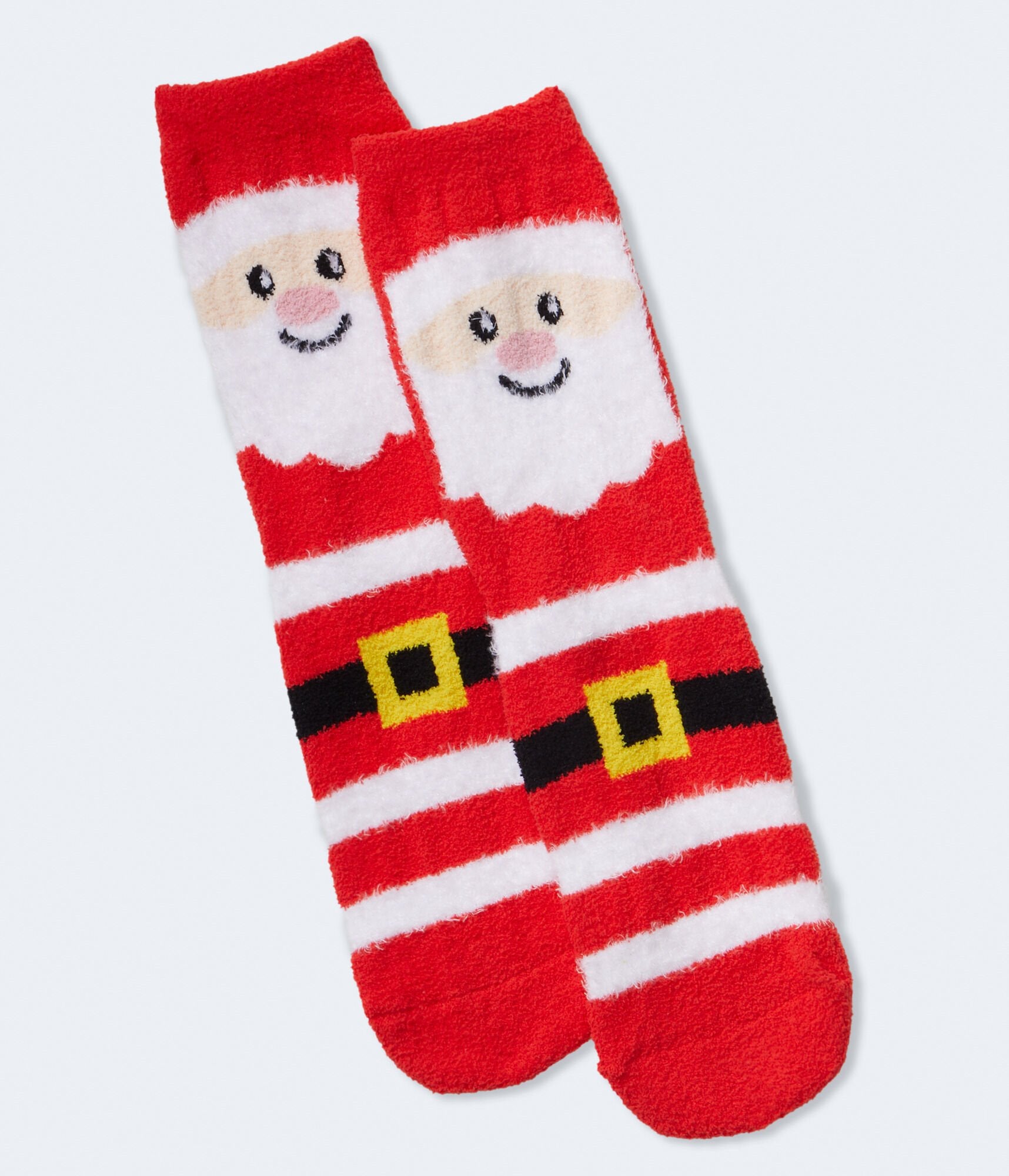 Aeropostale Womens' Santa Fuzzy Crew Socks - Red - Size One Size - Polyester - Teen Fashion & Clothing Lollipop Red