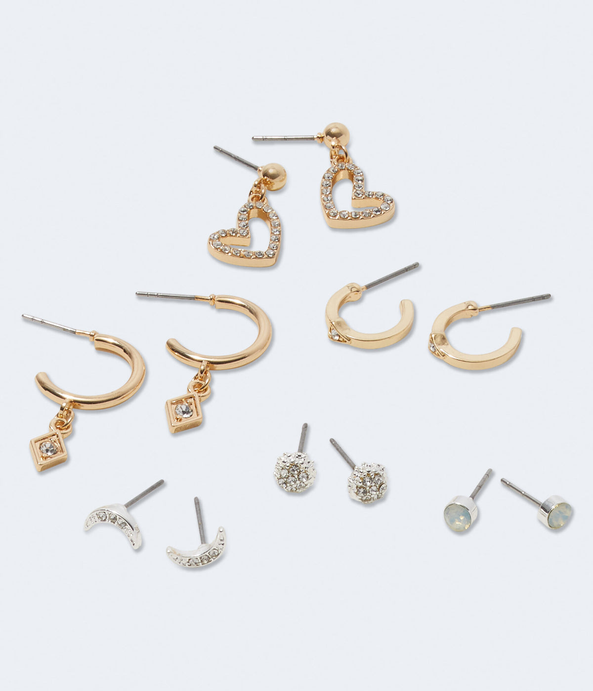 Aeropostale Womens' Rhinestone Charm Hoop & Stud Earring 6-Pack - -colored - Size One Size - Metal - Teen Fashion & Clothing Multi