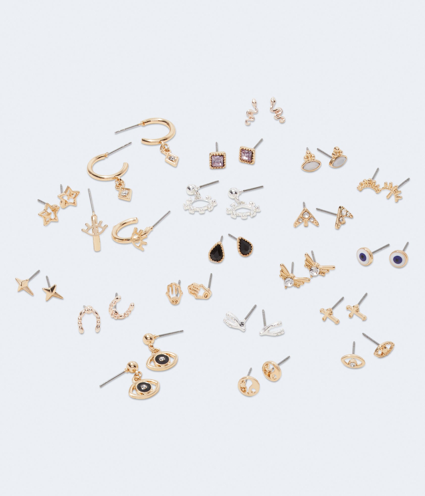 Aeropostale Womens' Eye-cons Hoop & Stud Earring 20-Pack - -colored - Size One Size - Metal - Teen Fashion & Clothing Multi