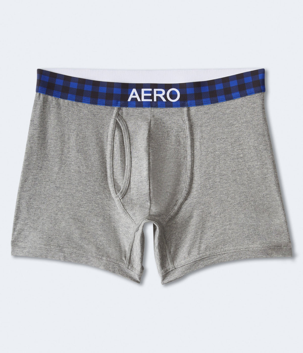 Aeropostale Mens' Buffalo Plaid Waistband Knit Boxer Briefs - Grey - Size M - Cotton - Teen Fashion & Clothing Med Hthr Grey