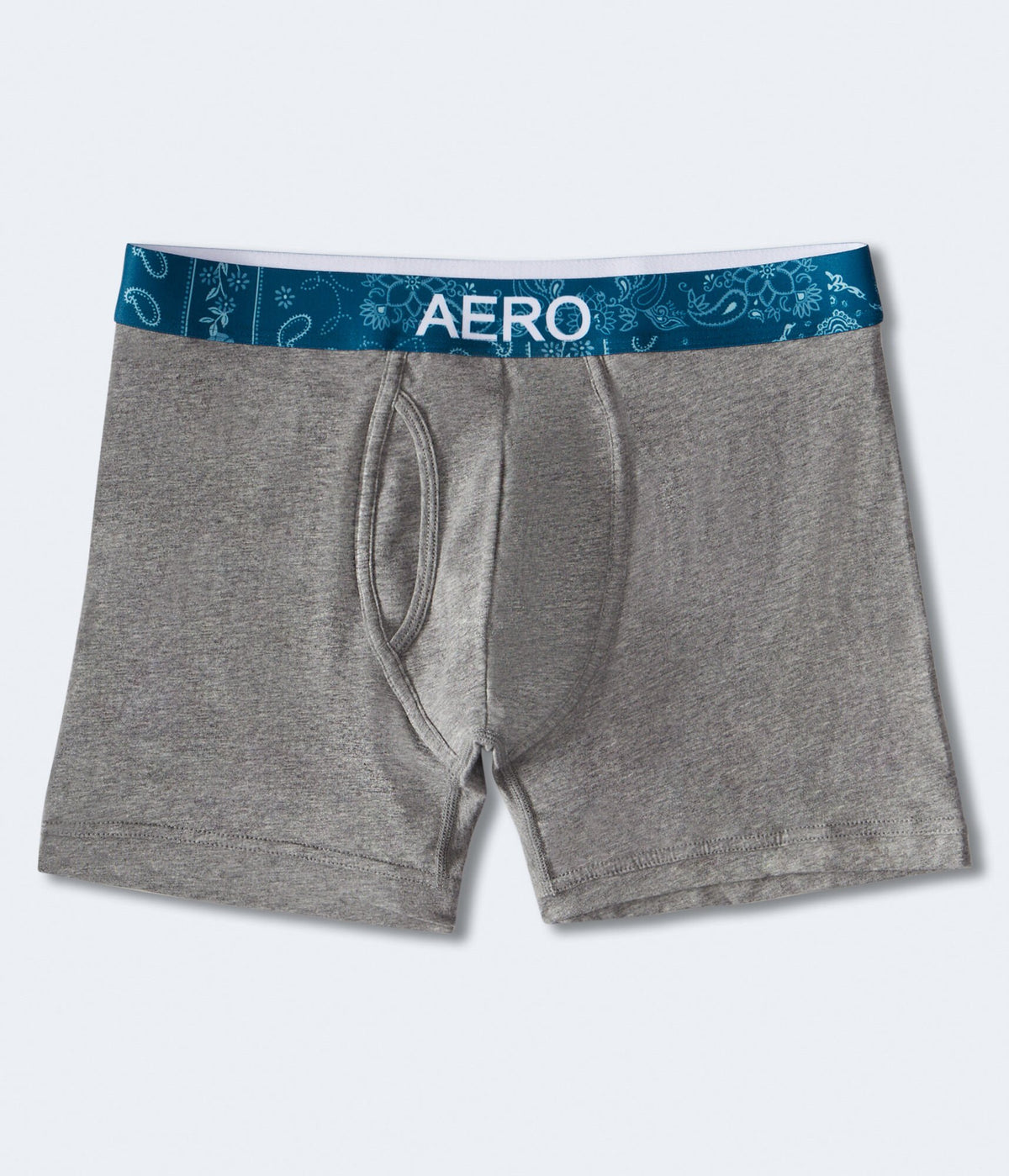 Aeropostale Mens' Bandana Print Waistband Knit Boxer Briefs - Grey - Size L - Cotton - Teen Fashion & Clothing Med Hthr Grey