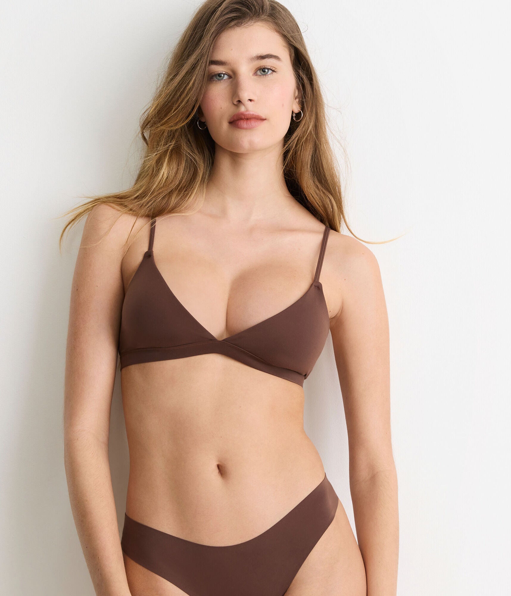 Aeropostale Womens' Seriously Soft Smooth Triangle Bralette - Dark Brown - Size XL - Nylon - Teen Fashion & Clothing Henna