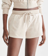 Aeropostale Womens' Velour High-Rise Sleep Shorts - Beige - Size L - Polyester - Teen Fashion & Clothing Warm Taupe