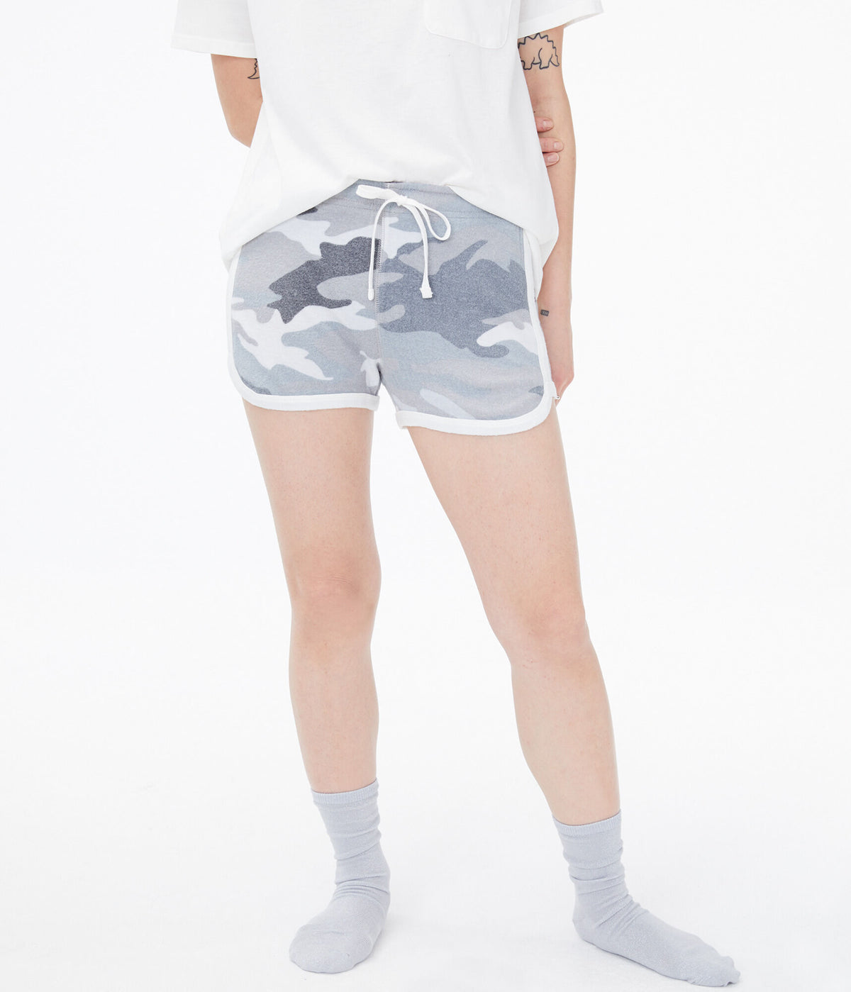 Aeropostale Womens' Camo Fuzzy Girlfriend Shorts - Grey - Size XXS - Polyester - Teen Fashion & Clothing Fossil