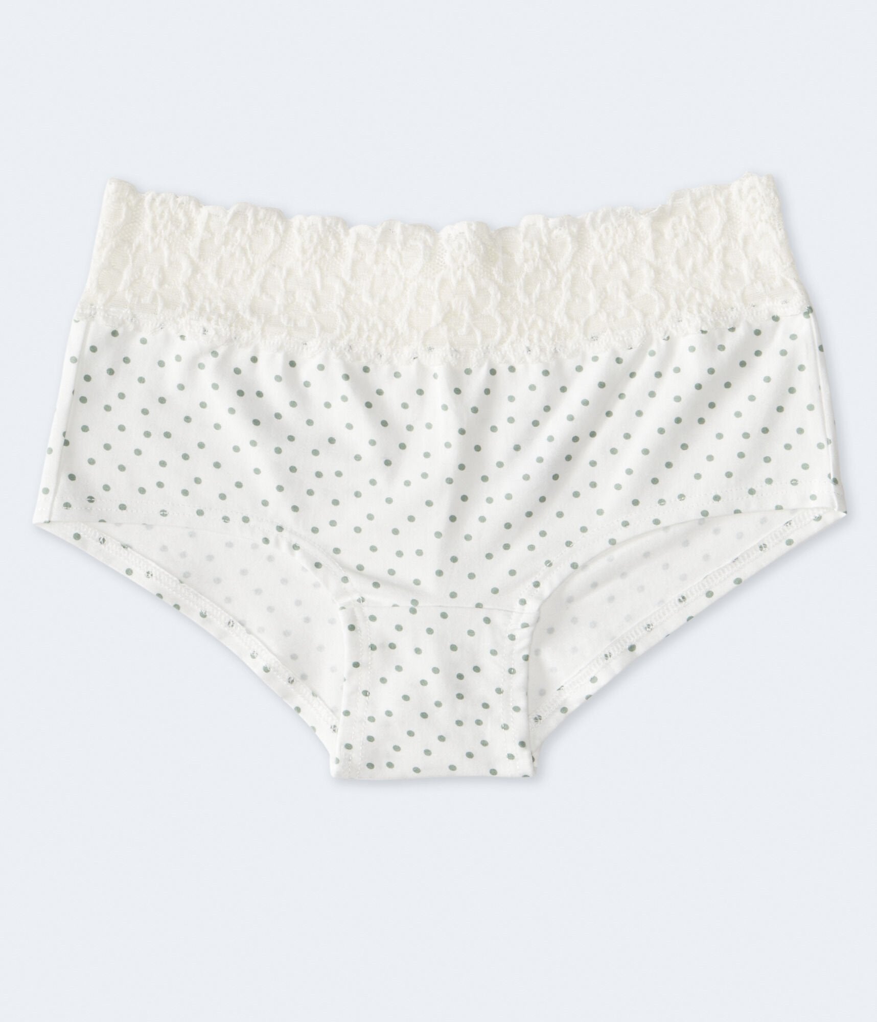 Aeropostale Womens' Dotted Lace-Trim Boyshort - White - Size M - Cotton - Teen Fashion & Clothing Cream