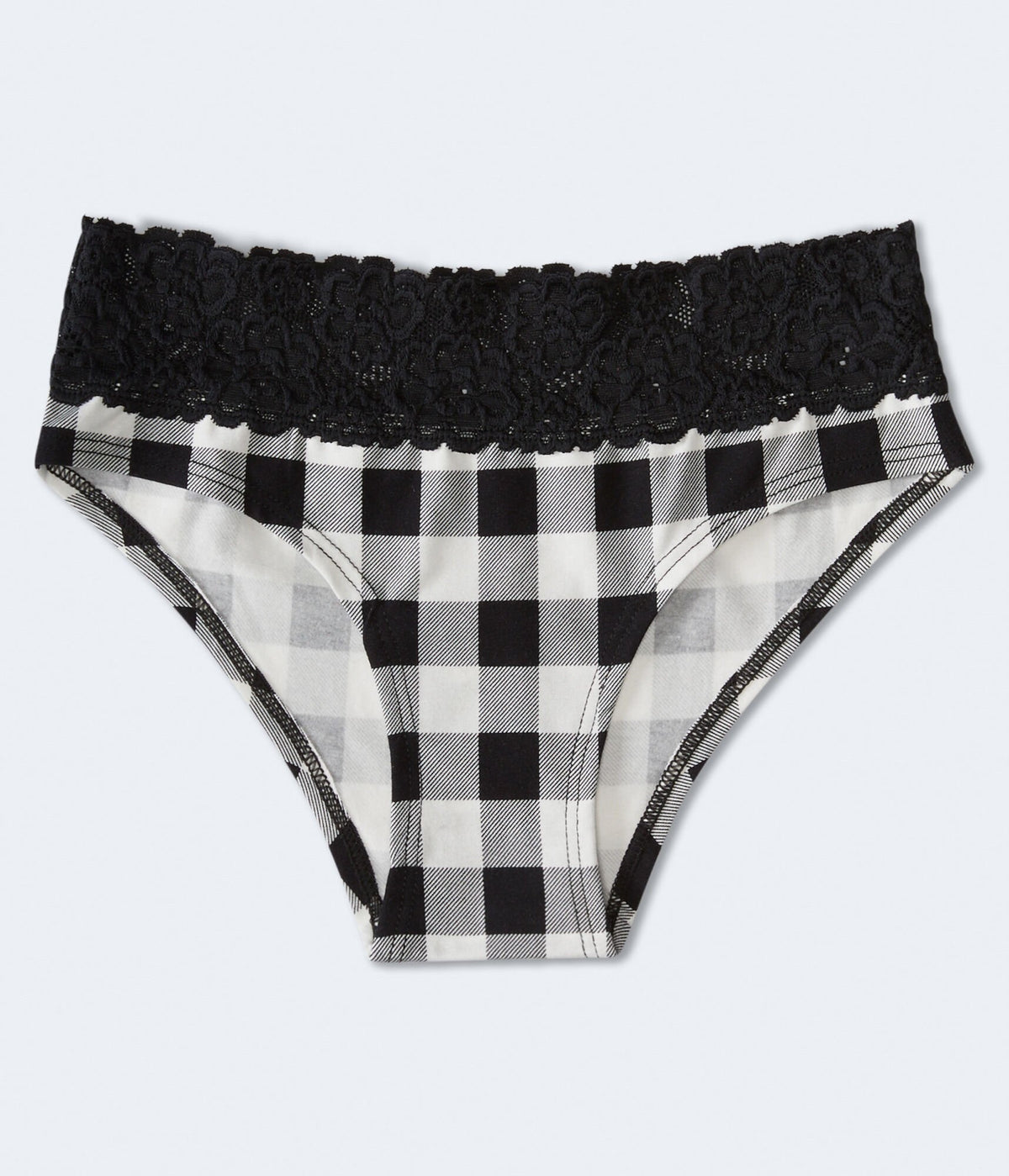 Aeropostale Womens' Buffalo Plaid Lace-Trim Hipster -  - Size XL - Cotton - Teen Fashion & Clothing Black