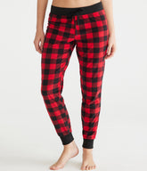 Aeropostale Womens' Buffalo Plaid Polyfleece Sleep Joggers - Red - Size L - Polyester - Teen Fashion & Clothing Cherry Wine