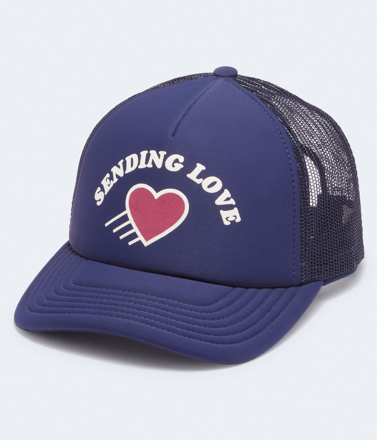 Aeropostale Mens' Sending Love Adjustable Trucker Hat - Navy Blue - Size One Size - Polyester - Teen Fashion & Clothing Cadet Navy