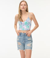 Aeropostale Womens' Seriously Soft Tie-Dye Twist-Front Cropped Tank - Light Blue - Size L - Cotton - Teen Fashion & Clothing Skylark Blue