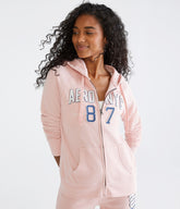 Aeropostale Womens' NYC 87 Full-Zip Hoodie - Pink - Size S - Cotton - Teen Fashion & Clothing Pink Magnolia