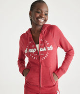 Aeropostale Womens' Aeropostale East Coast Full-Zip Hoodie - Dark Red - Size L - Cotton - Teen Fashion & Clothing Antique Wine