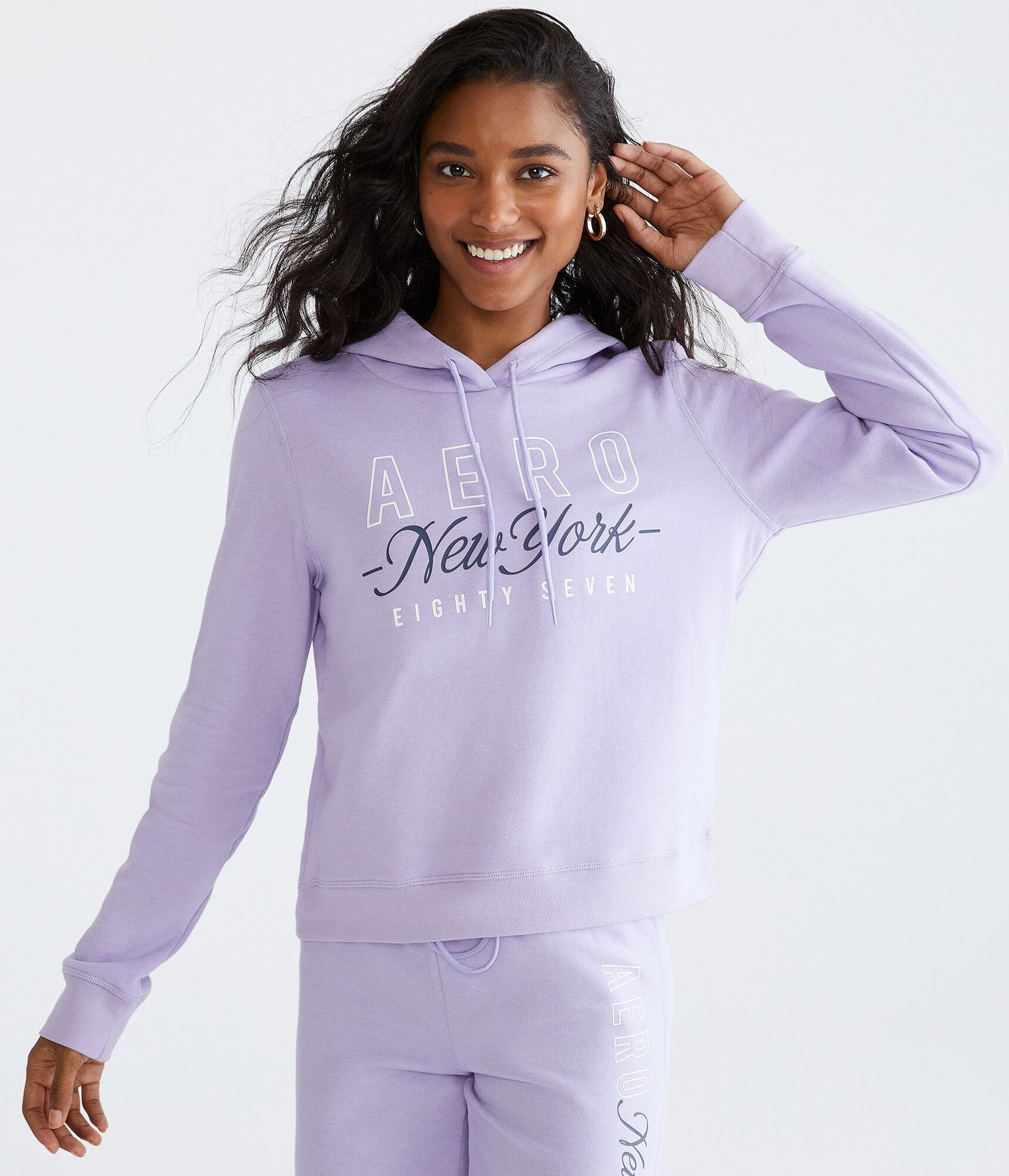 Aeropostale Womens' New York Pullover Hoodie - Light Purple - Size M - Cotton - Teen Fashion & Clothing Lilac Bubble