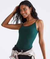 Aeropostale Womens' Solid Basic Cami - Dark Green - Size XS - Cotton - Teen Fashion & Clothing Pine Grove