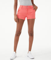 Aeropostale Womens' High-Rise Twill Midi Shorts - Orange - Size 000 - Cotton - Teen Fashion & Clothing Porcelain Rose