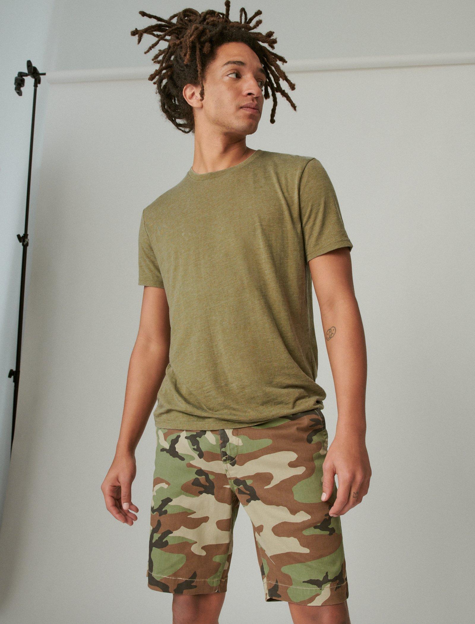 Lucky Brand 9" Stretch Twill Flat Front Short Camo Multi