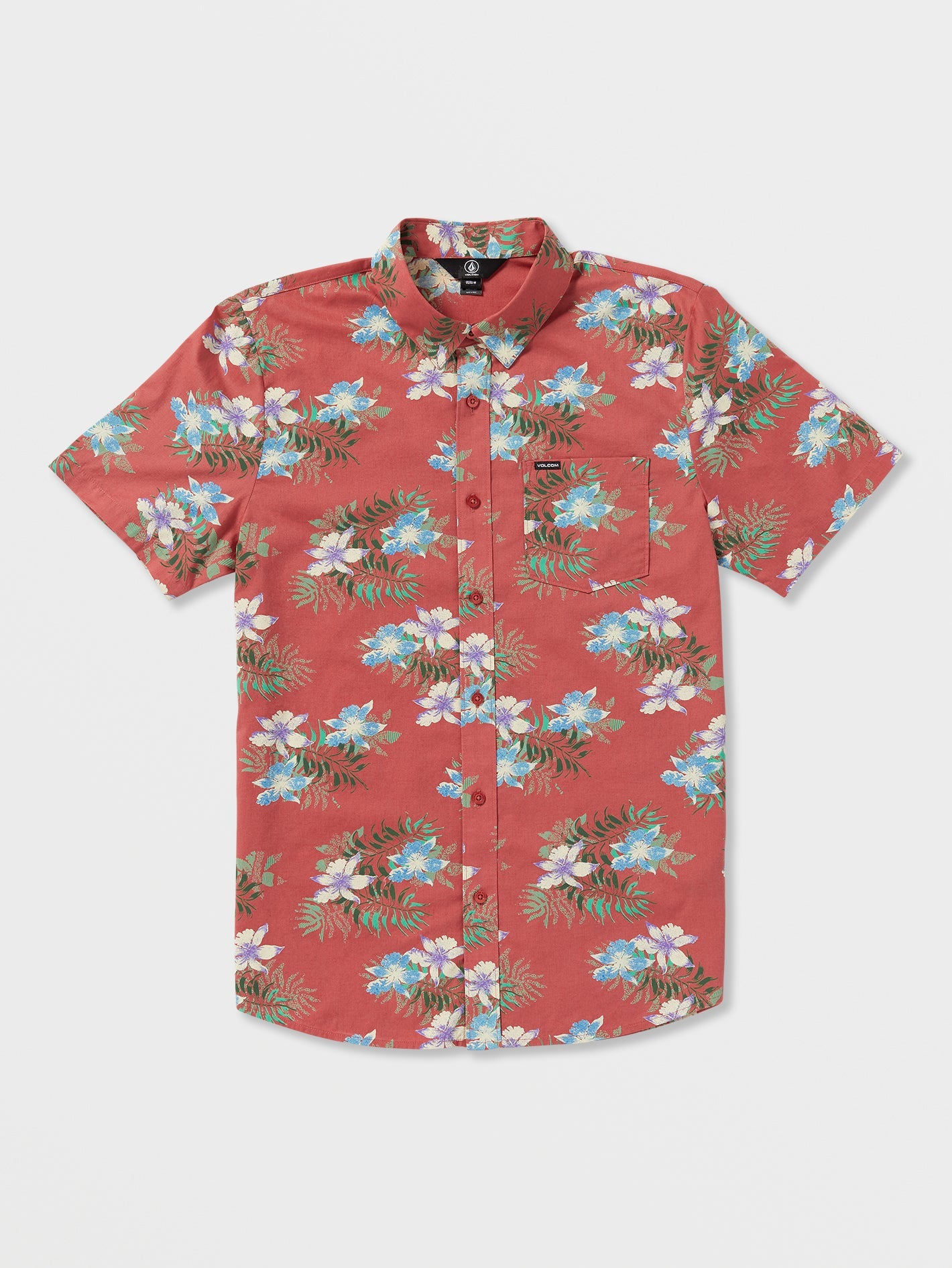 Volcom Warbler Men's Short Sleeve Woven Shirt Mineral Red