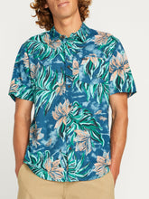 Volcom Marble Floral Men's Short Sleeve Shirt Aged Indigo