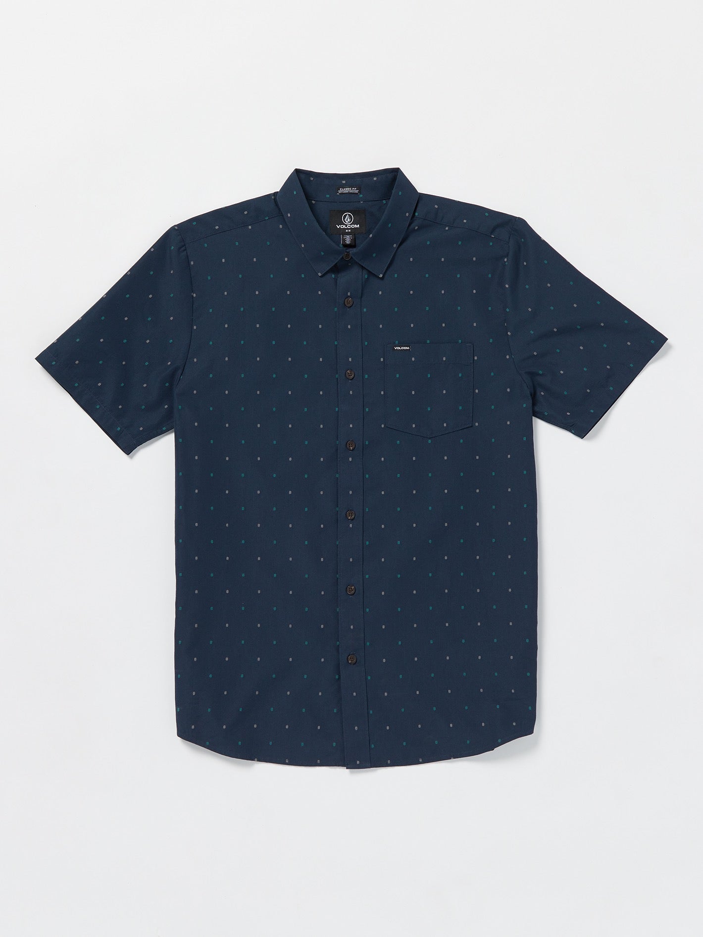 Volcom Hone Stone Woven Men's Short Sleeve Shirt Navy