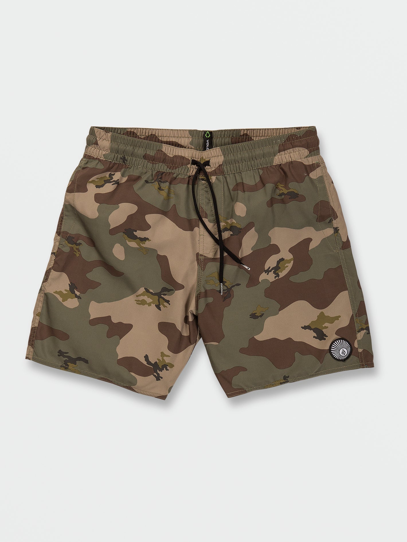 Volcom Center Print Elastic Waist Men's Swim Trunks Camouflage