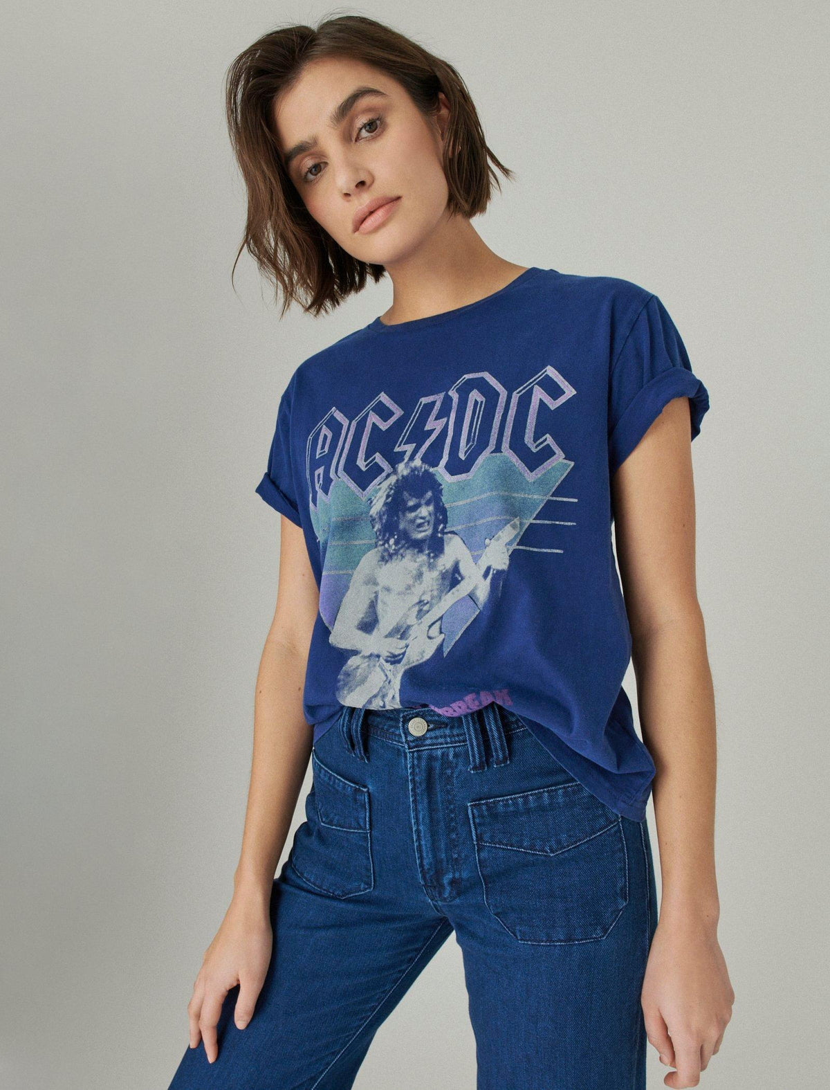 Lucky Brand Acdc Boyfriend Tee Blue Depths