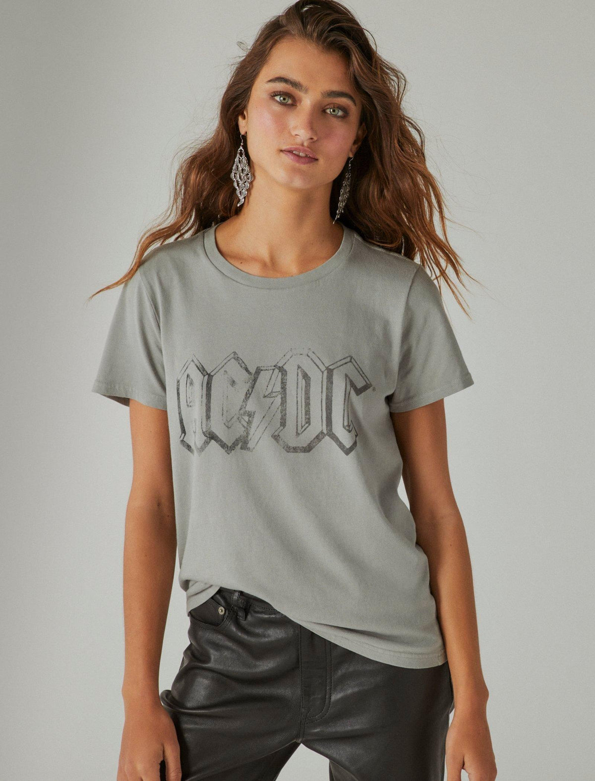 Lucky Brand Acdc Crew Tee Neutral Grey