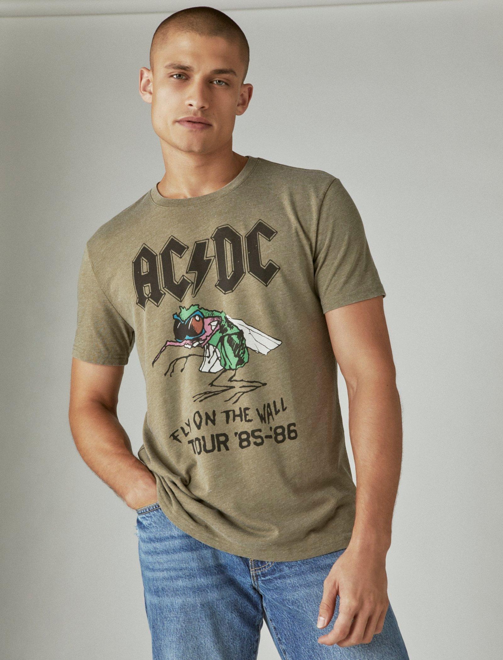 Lucky Brand Acdc Fly Tee - Men's Clothing Tops Shirts Tee Graphic T Shirts 378 Olive