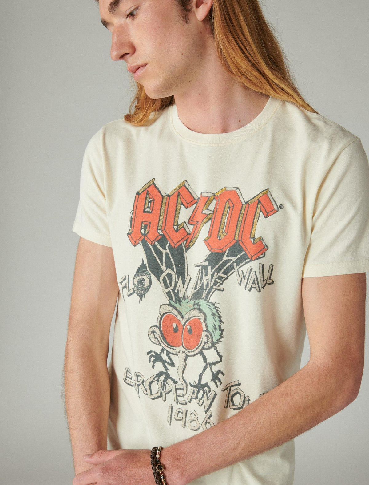 Lucky Brand Acdc Fly Tour Tee Whitecap Gray