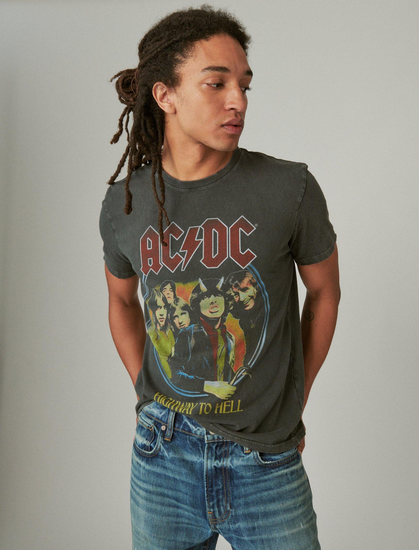 Lucky Brand Acdc Highway To Hell Graphic Tee - Men's Clothing Tops Shirts Tee Graphic T Shirts Jet Black