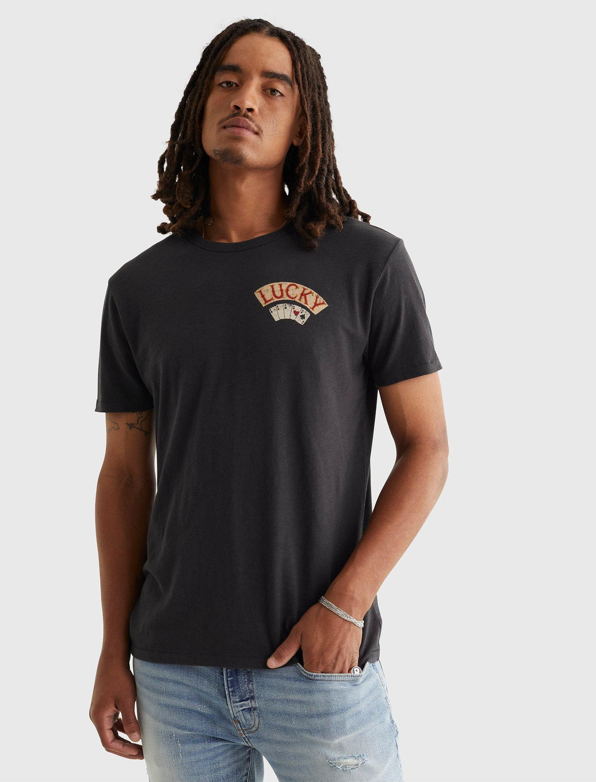 Lucky Brand Aces Over Eights Tee Jet Black