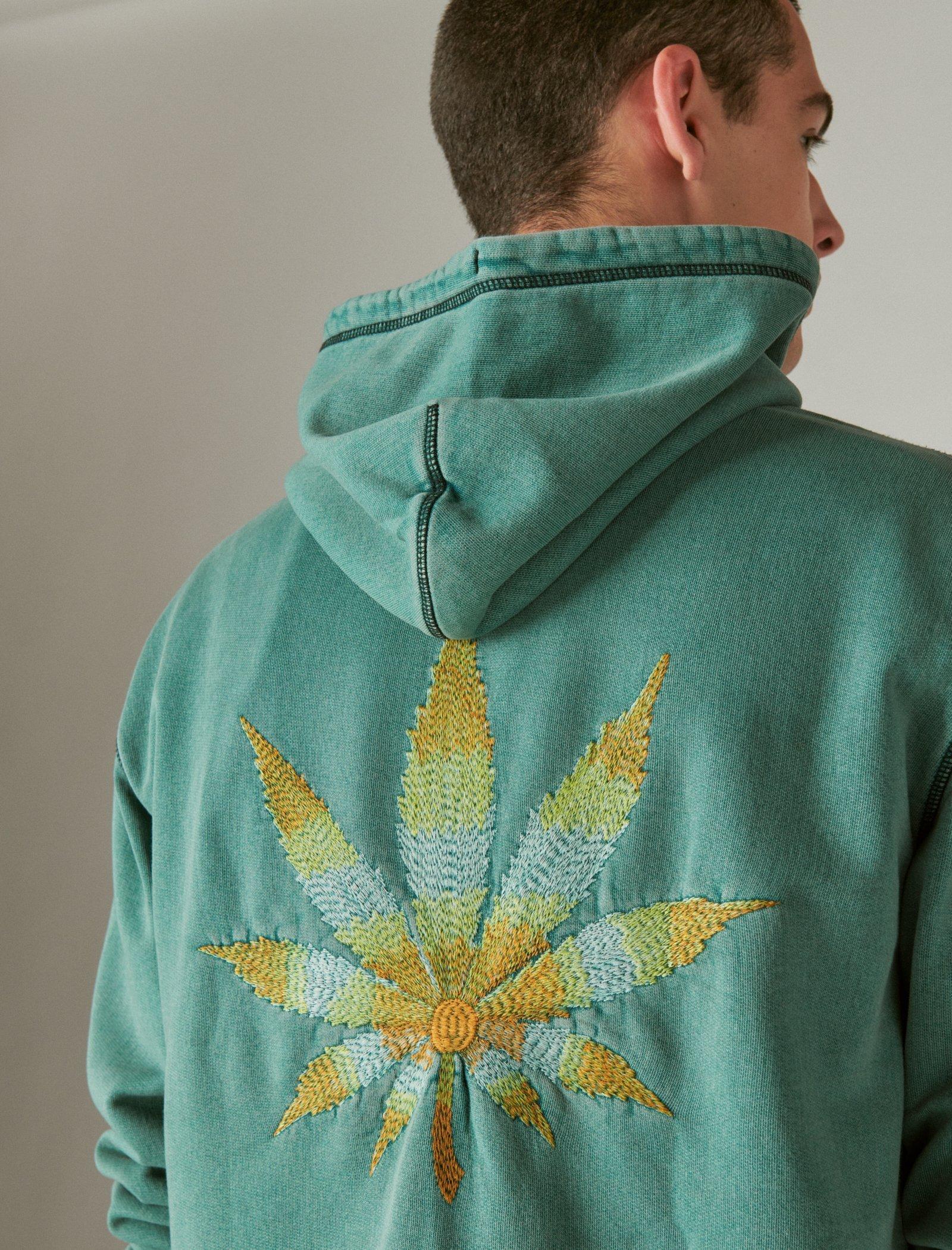 Lucky Brand Acid Wash Leaf Hoodie Pine Ridge