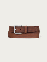 Lucky Brand Antiqued Leather Belt With Darker Stitching Detail Medium Brown