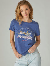 Lucky Brand Aretha Franklin Respect Boyfriend Tee Blue Depths