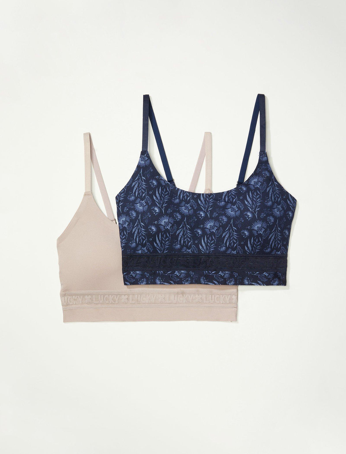 Lucky Brand Autumn Floral Bralette Set Dark Blue