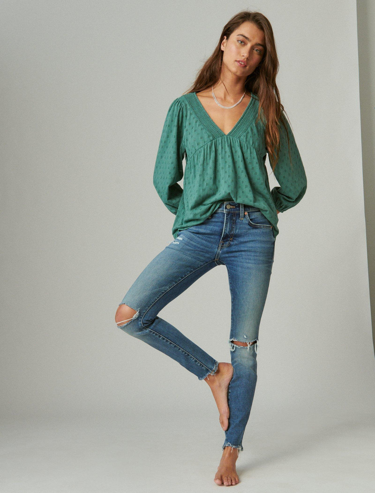 Lucky Brand Ava Mid Rise Skinny Spellbound Dest