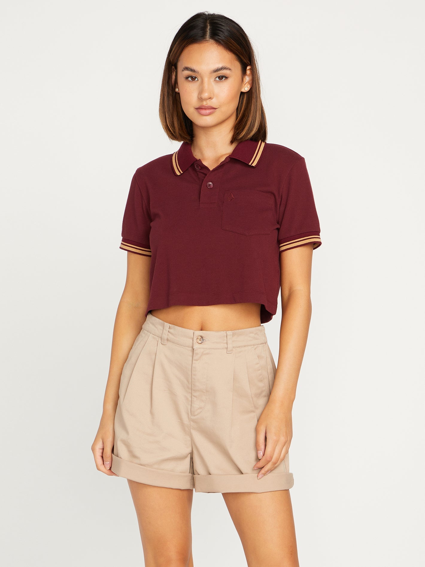 Volcom Poolup Polo Short Sleeve Shirt Burgundy