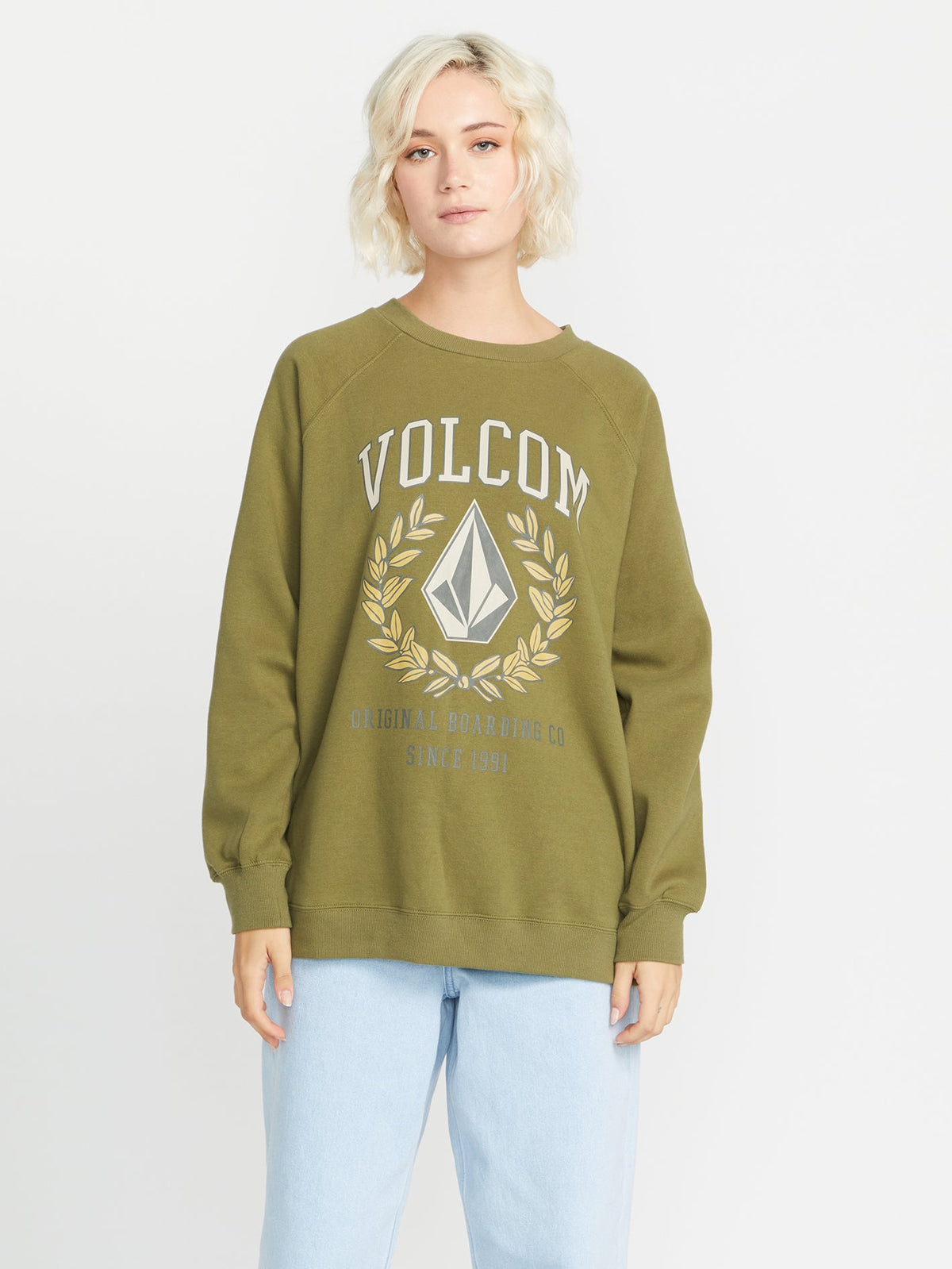 Volcom Stone Magic Boyfriend Crew Sweatshirt Moss