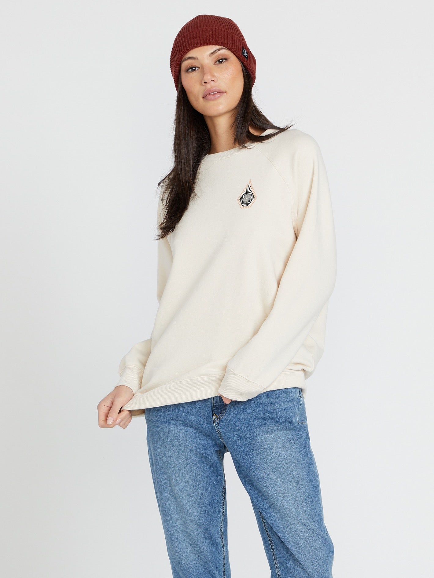 Volcom Stone Magic Boyfriend Crew Sweatshirt Cloud