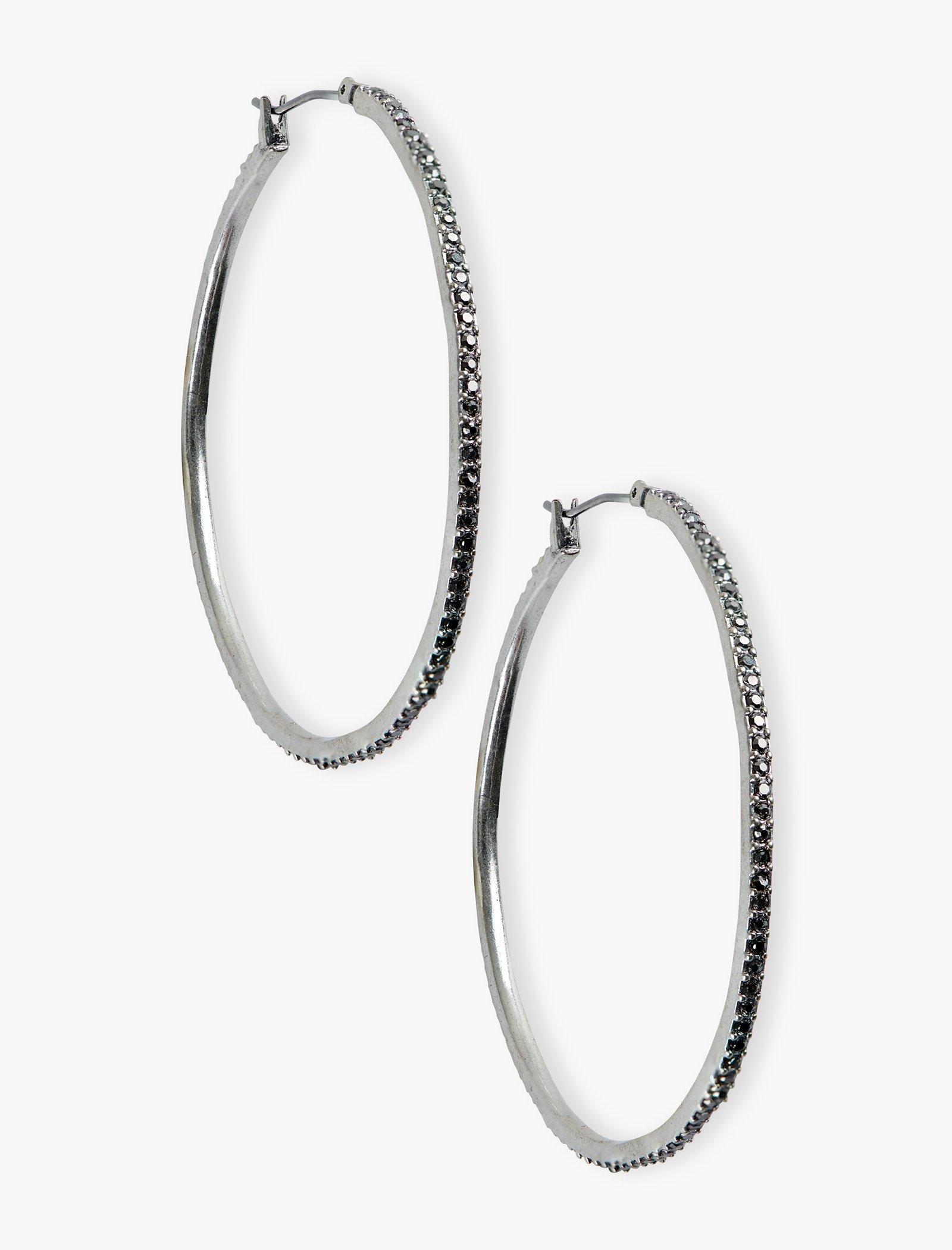 Lucky Brand Basic Pave Hoop Earring Silver