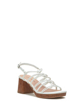 Lucky Brand Bassie Strappy Block Heel Open White/Natural