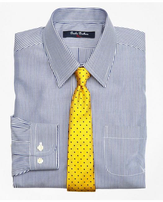 Brooks Brothers Boys Non-Iron Supima Cotton Broadcloth Candy Stripe Dress Shirt Blue