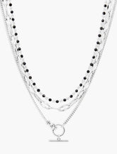 Lucky Brand Beaded Chain Layer Necklace Silver