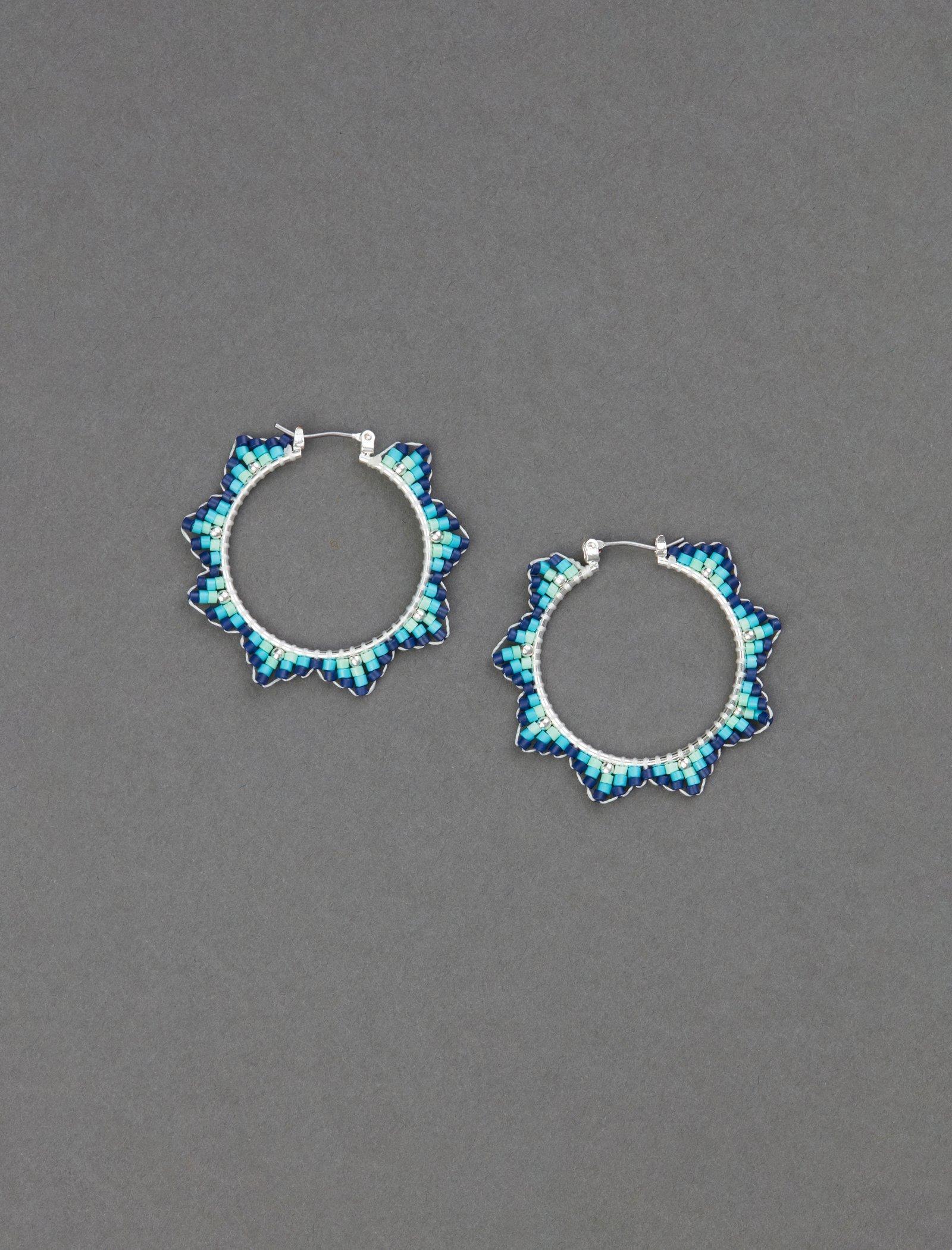 Lucky Brand Beaded Hoop Earring Silver