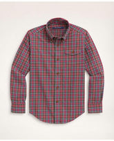 Brooks Brothers Boys Brushed Twill  Tartan Sport Shirt Red