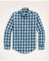 Brooks Brothers Boys Brushed Twill Navy Check Sport Shirt Blue