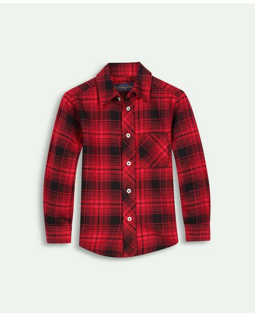 Brooks Brothers Boys Flannel Large Plaid Sport Shirt Red