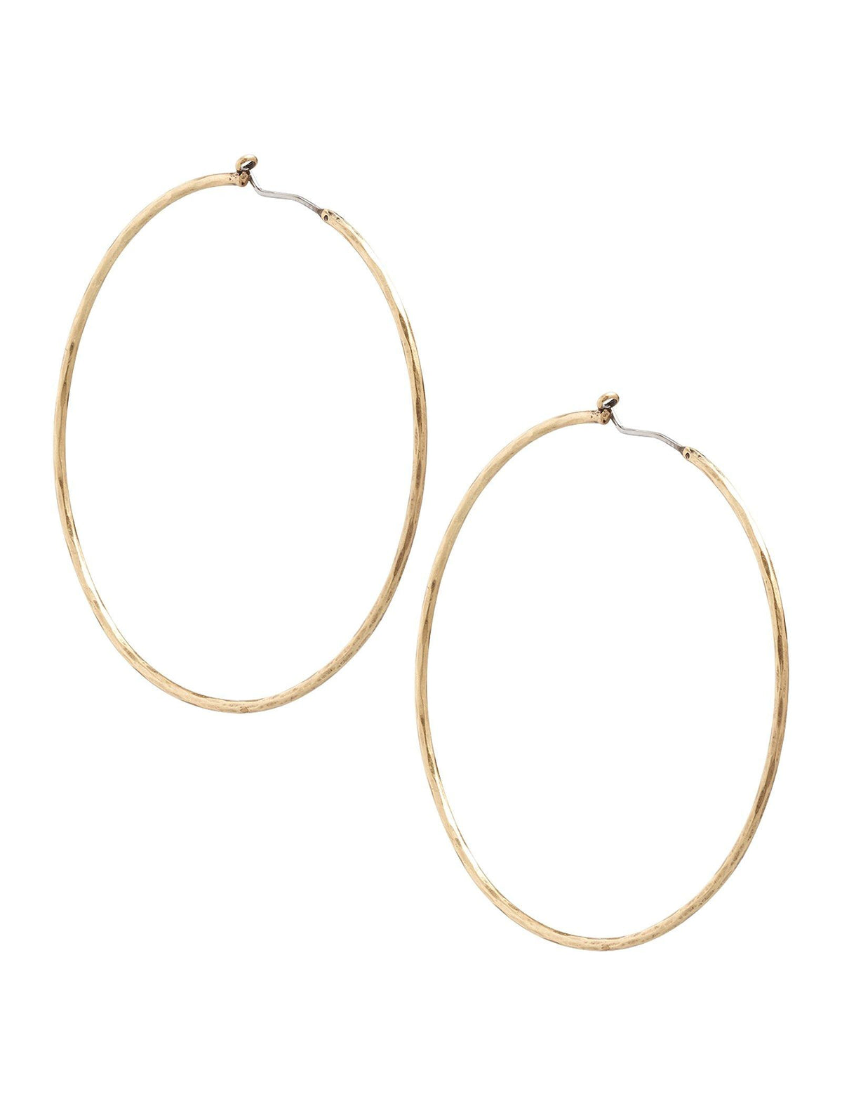 Lucky Brand Big Hammered Hoop Earrings Gold