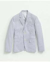 Brooks Brothers Boys Stretch Cotton Seersucker Jacket Blue/Ivory